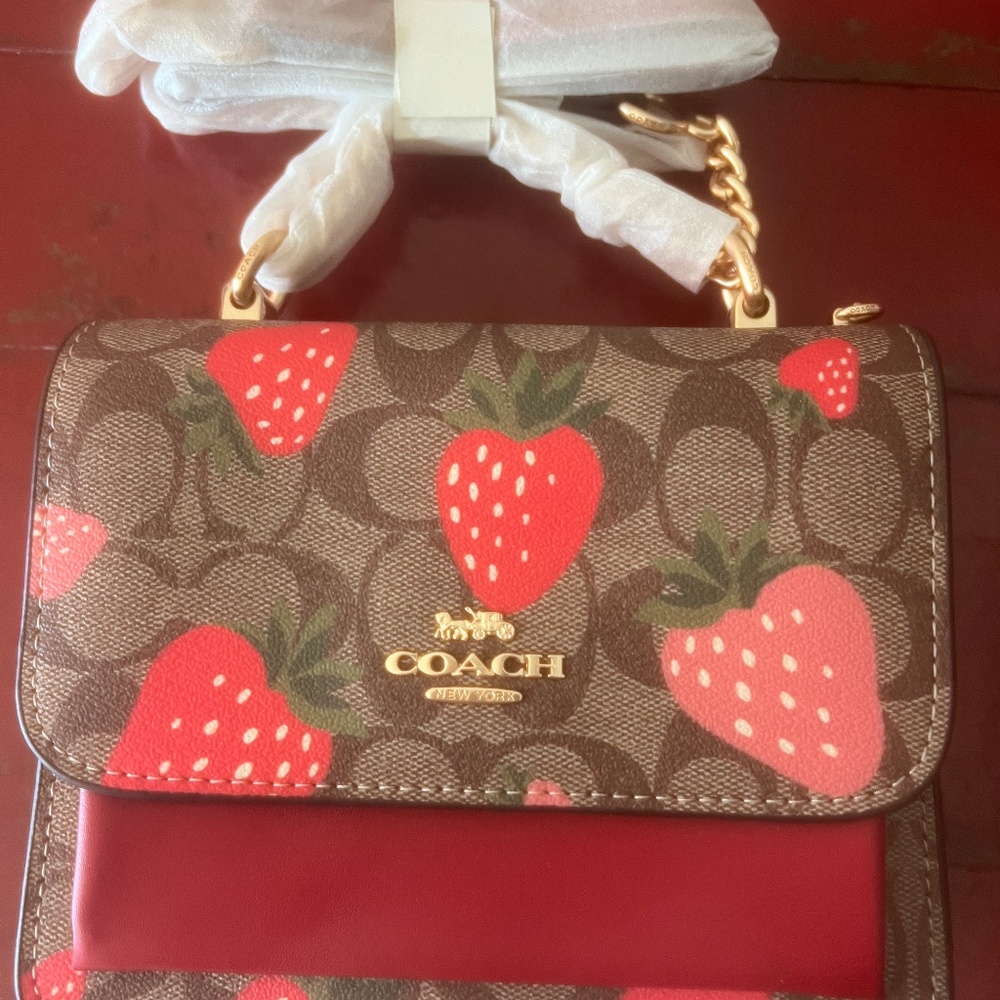 Coach Coach Mini Klare Crossbody In Signature Canvas With Wild Strawberry Print